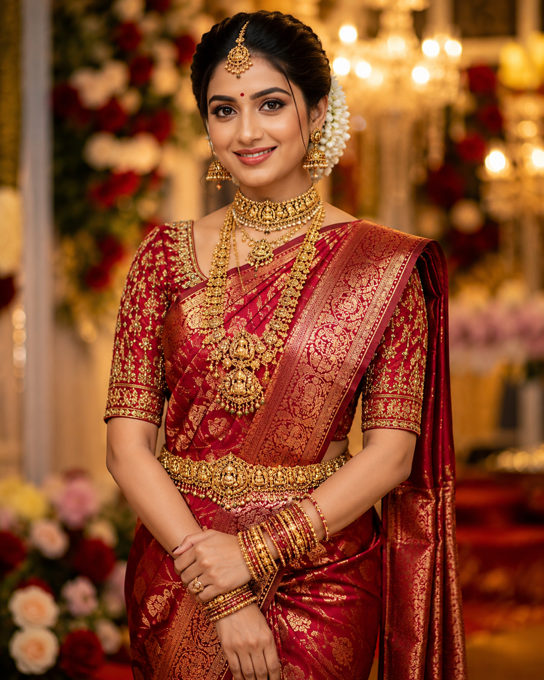 Luxury bridal makeup portrait in Trichy